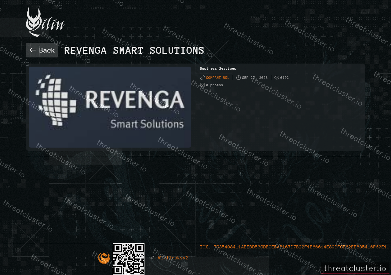 Leak-site post naming Revenga Smart Solutions, captured by ThreatCluster