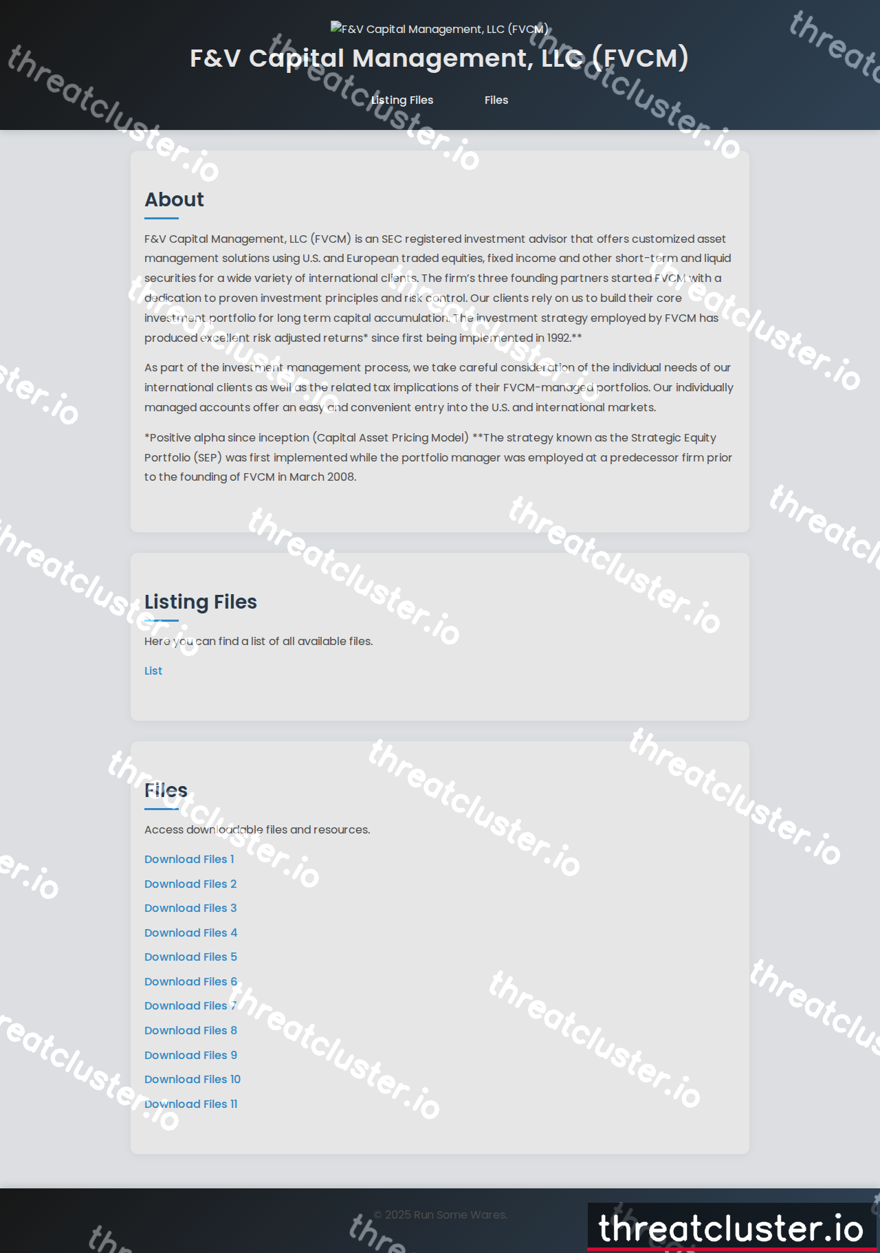 Leak-site post naming F&V Capital Management, LLC (FVCM), captured by ThreatCluster