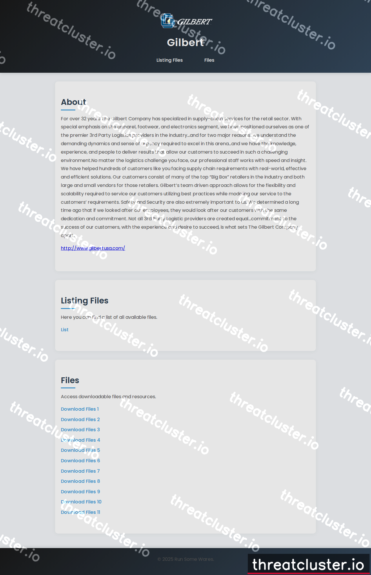 Leak-site post naming Gilbert, captured by ThreatCluster