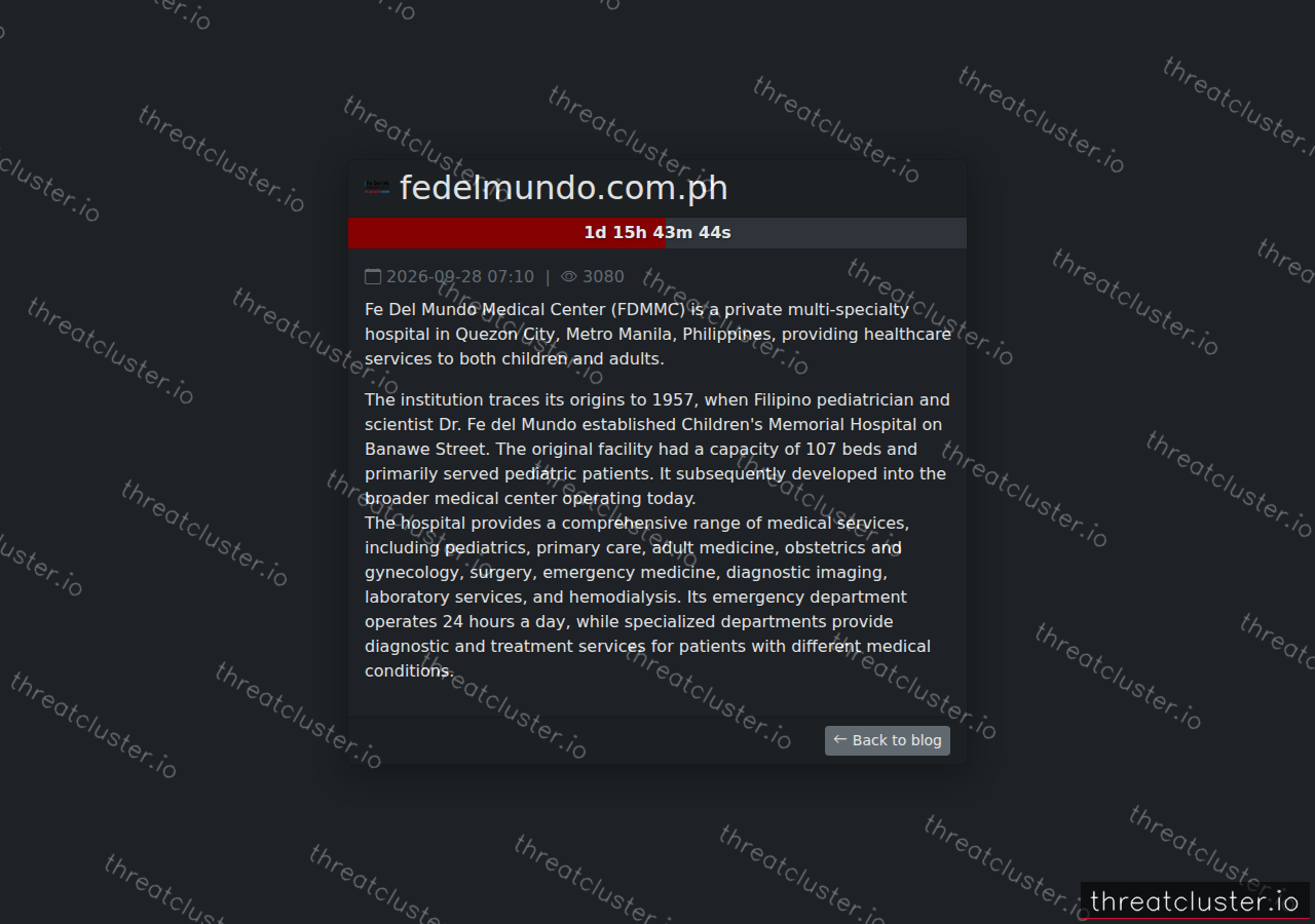Leak-site post naming fedelmundo.com.ph, captured by ThreatCluster