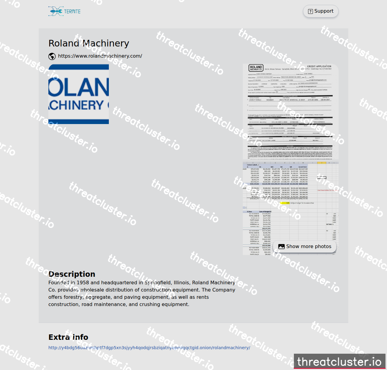 Leak-site post naming Roland Machinery, captured by ThreatCluster
