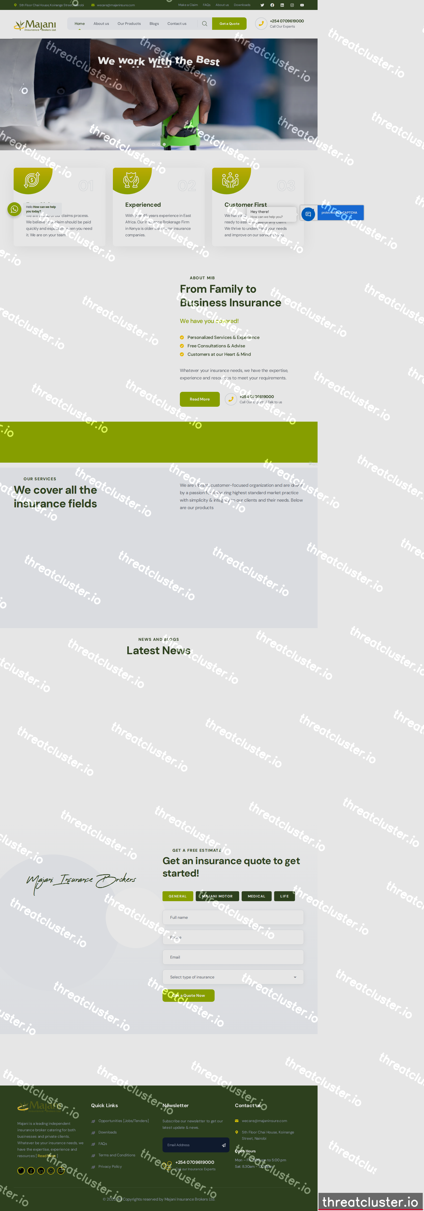 Leak-site post naming Majani Insurance Brokers, captured by ThreatCluster