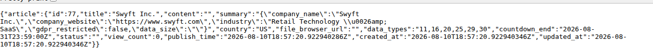 Leak-site post naming Swyft Inc., captured by ThreatCluster