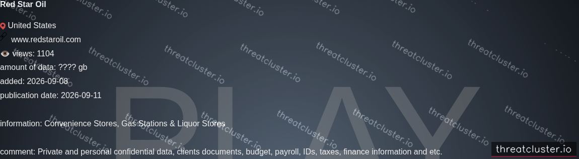 Leak-site post naming Red Star Oil, captured by ThreatCluster