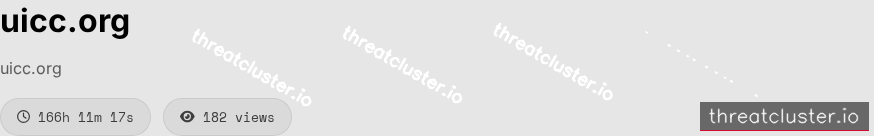Leak-site post naming uicc.org, captured by ThreatCluster