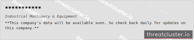 Leak-site post naming ***********, captured by ThreatCluster