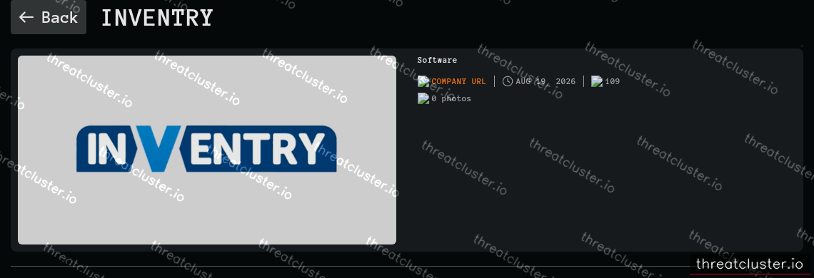 Leak-site post naming InVentry, captured by ThreatCluster