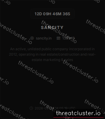 Leak-site post naming Sancity, captured by ThreatCluster