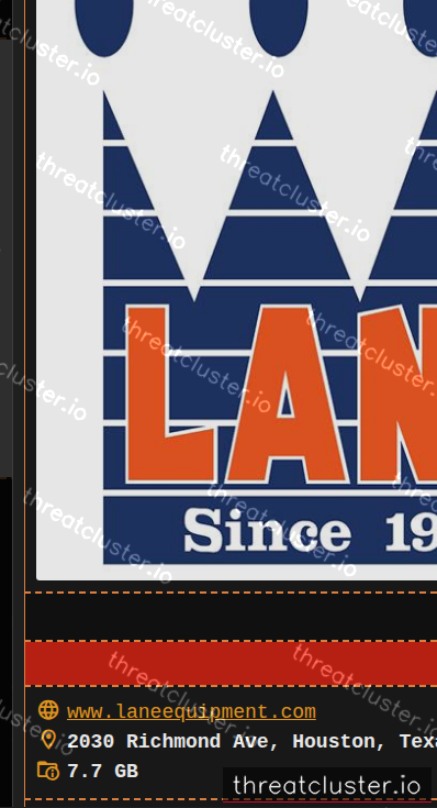 Leak-site post naming Lane Equipment, captured by ThreatCluster