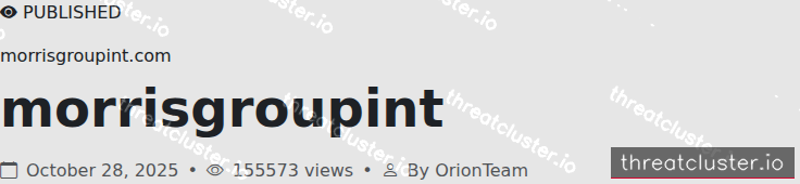 Leak-site post naming morrisgroupint.com, captured by ThreatCluster