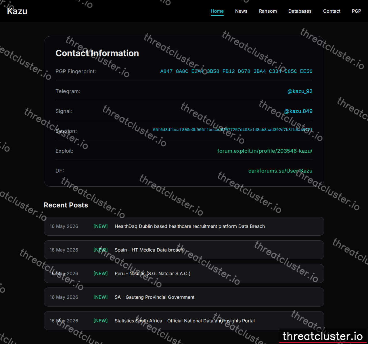 Leak-site post naming Dr Akbar Niazi Teaching Hospital, captured by ThreatCluster