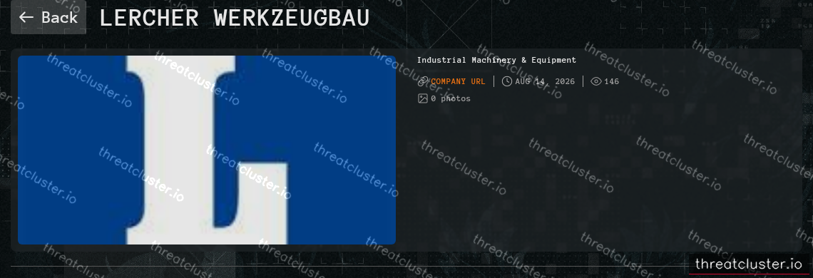 Leak-site post naming Lercher Werkzeugbau, captured by ThreatCluster