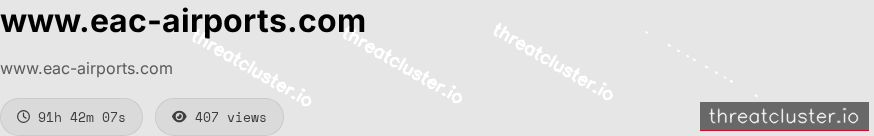 Leak-site post naming www.eac-airports.com, captured by ThreatCluster