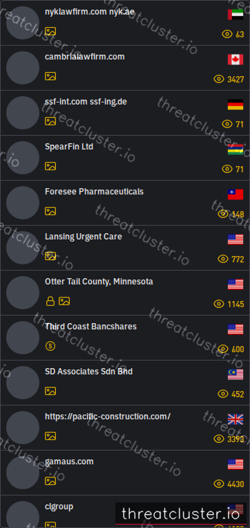 Leak-site post naming SpearFin Ltd, captured by ThreatCluster