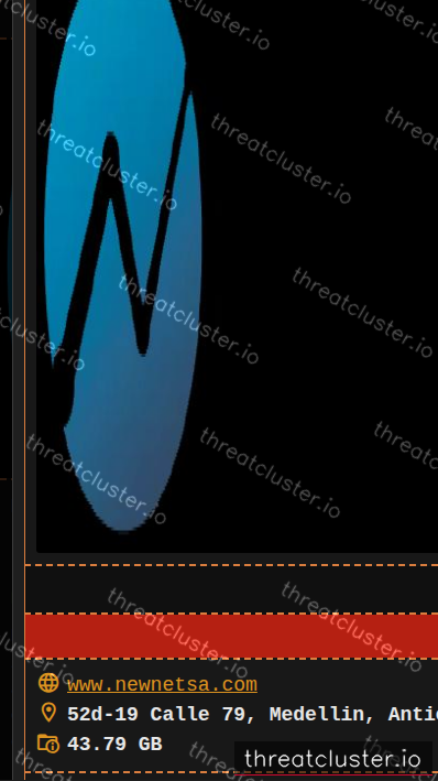 Leak-site post naming NewNet, captured by ThreatCluster
