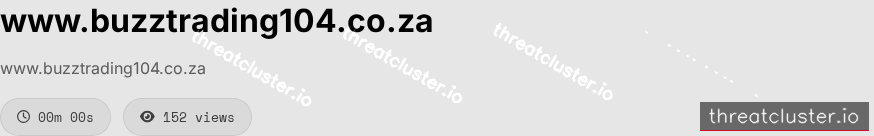 Leak-site post naming www.buzztrading104.co.za, captured by ThreatCluster