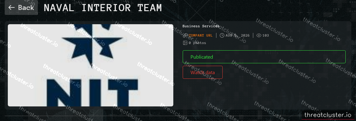 Leak-site post naming Naval Interior Team, captured by ThreatCluster