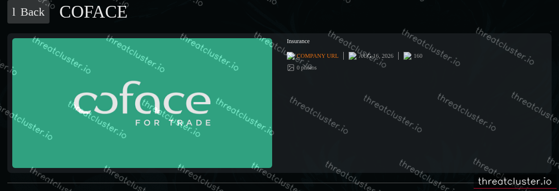 Leak-site post naming Coface, captured by ThreatCluster
