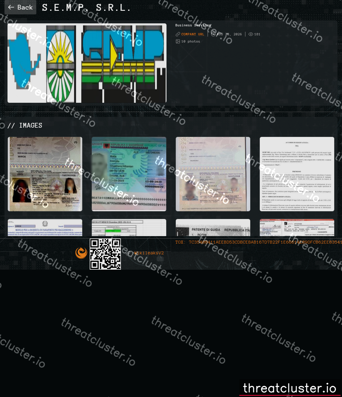 Leak-site post naming S.E.M.P. s.r.l., captured by ThreatCluster