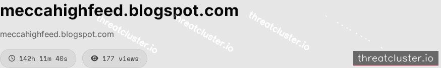 Leak-site post naming meccahighfeed.blogspot.com, captured by ThreatCluster