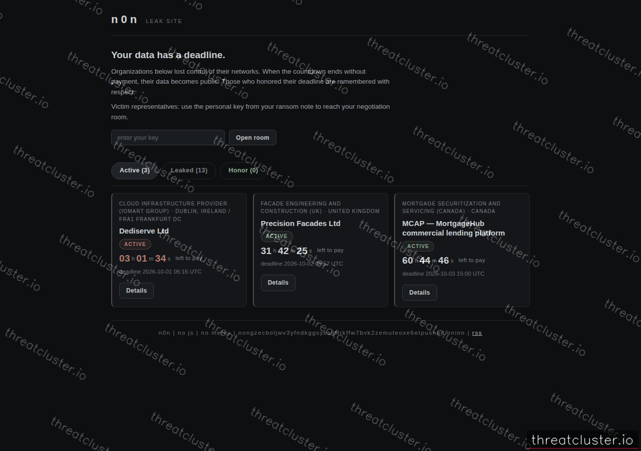 Leak-site post naming Houston Thyroid & Endocrine Specialists, captured by ThreatCluster