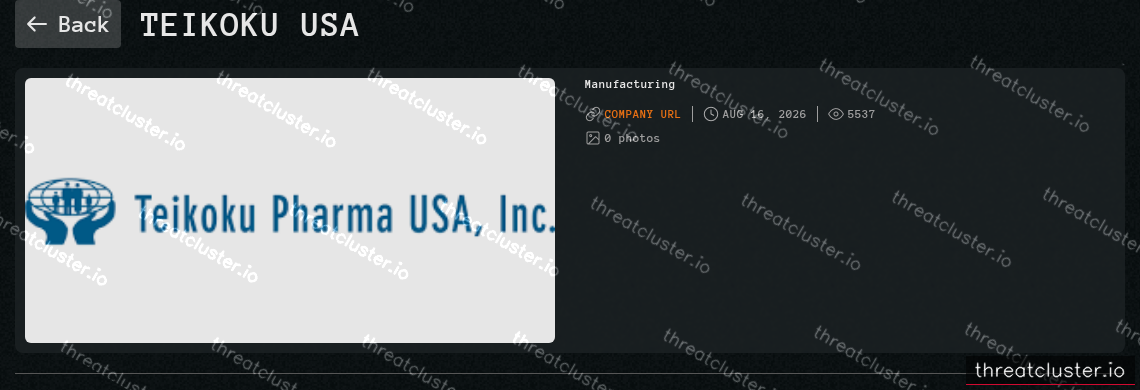 Leak-site post naming Teikoku USA, captured by ThreatCluster