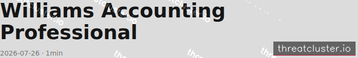 Leak-site post naming Williams Accounting Professional, captured by ThreatCluster