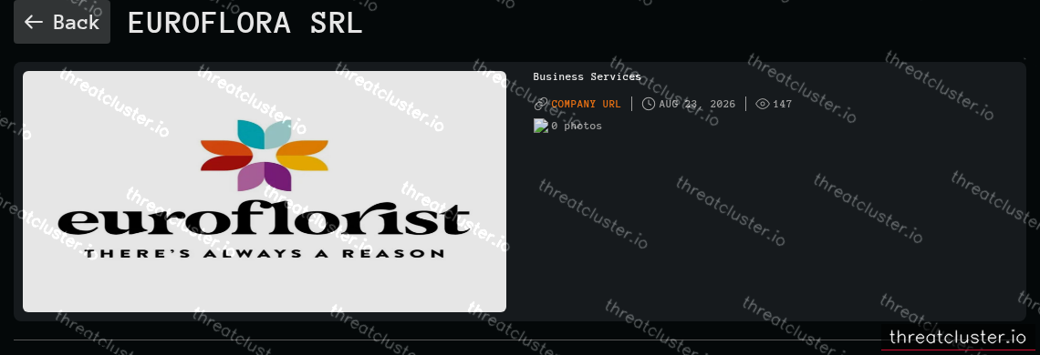 Leak-site post naming Euroflora srl, captured by ThreatCluster