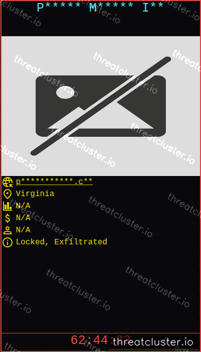 Leak-site post naming P***** M***** I**, captured by ThreatCluster