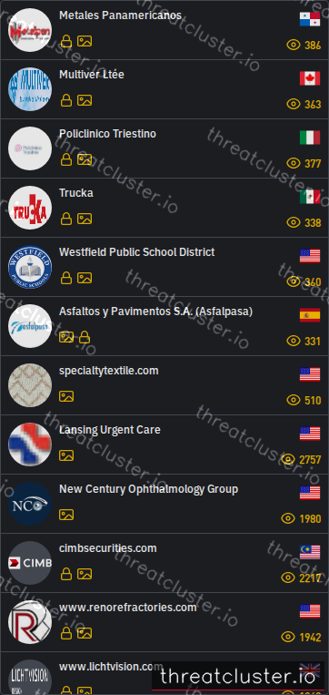 Leak-site post naming Westfield Public School District, captured by ThreatCluster