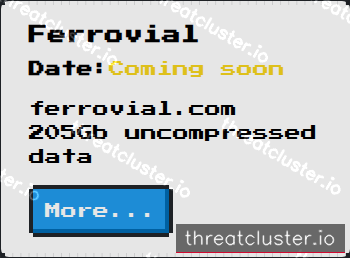 Leak-site post naming Ferrovial, captured by ThreatCluster