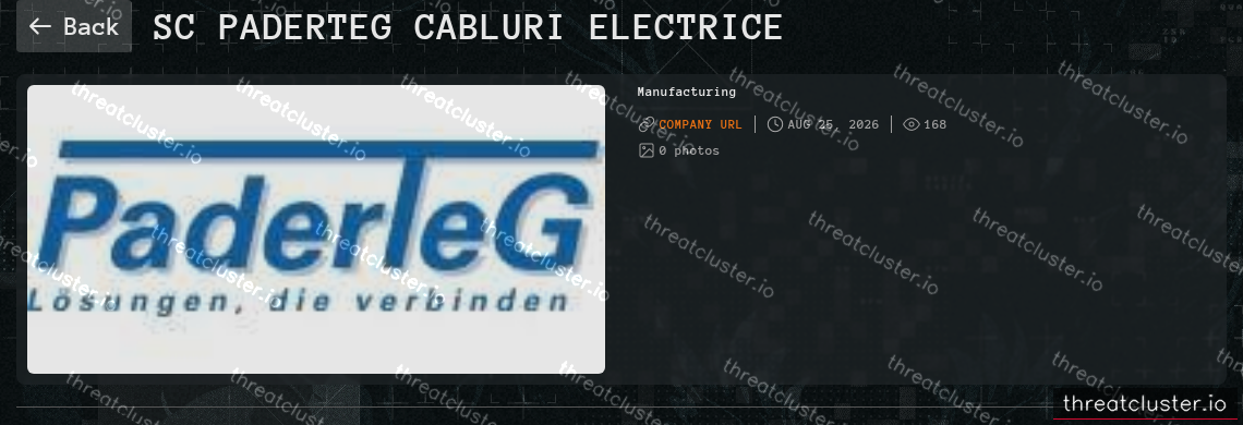 Leak-site post naming SC PaderTeG Cabluri Electrice, captured by ThreatCluster