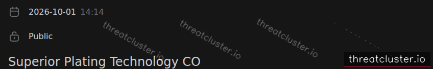 Leak-site post naming Superior Plating Technology CO, captured by ThreatCluster