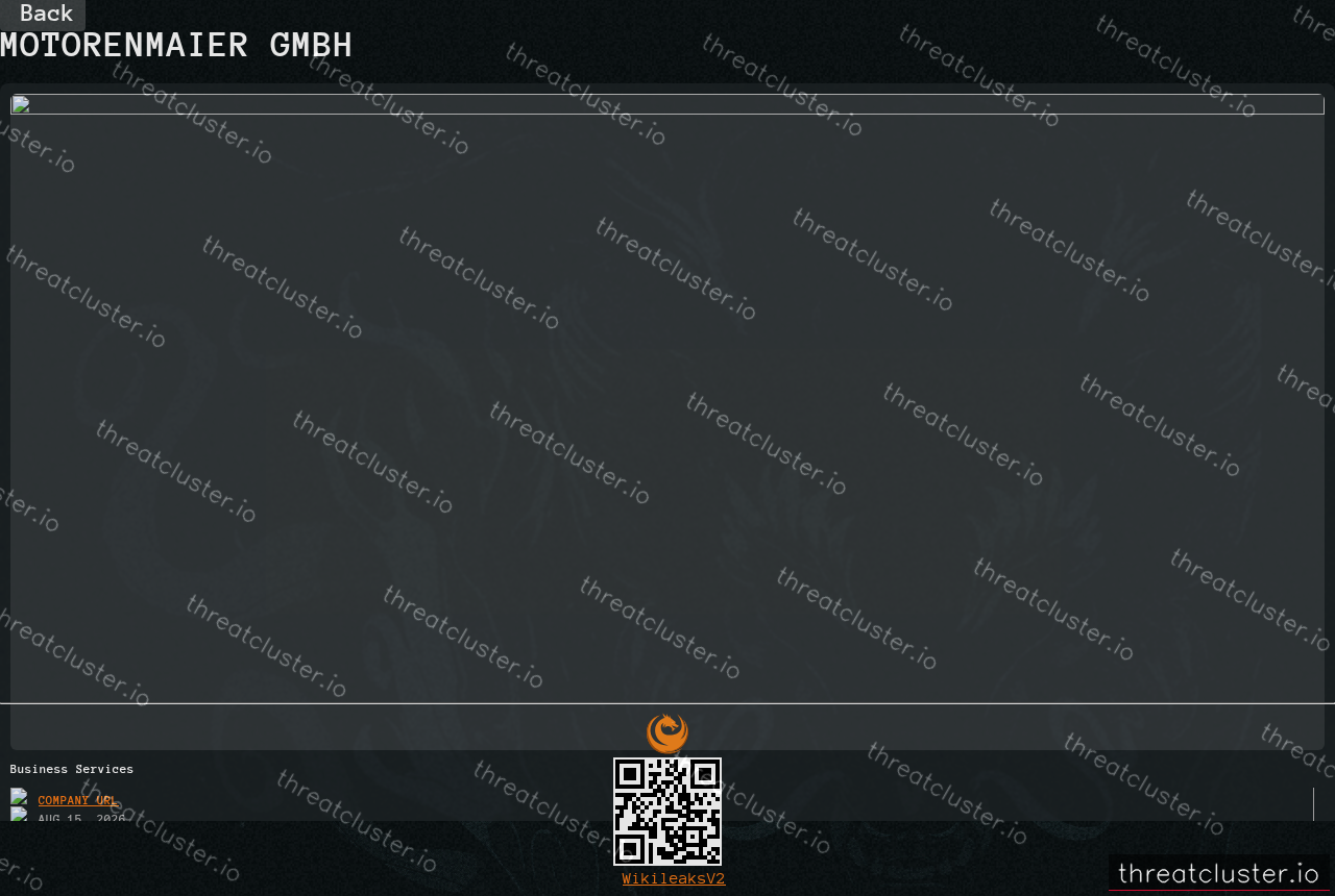 Leak-site post naming motorenmaier gmbh, captured by ThreatCluster