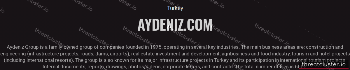 Leak-site post naming aydeniz.com, captured by ThreatCluster