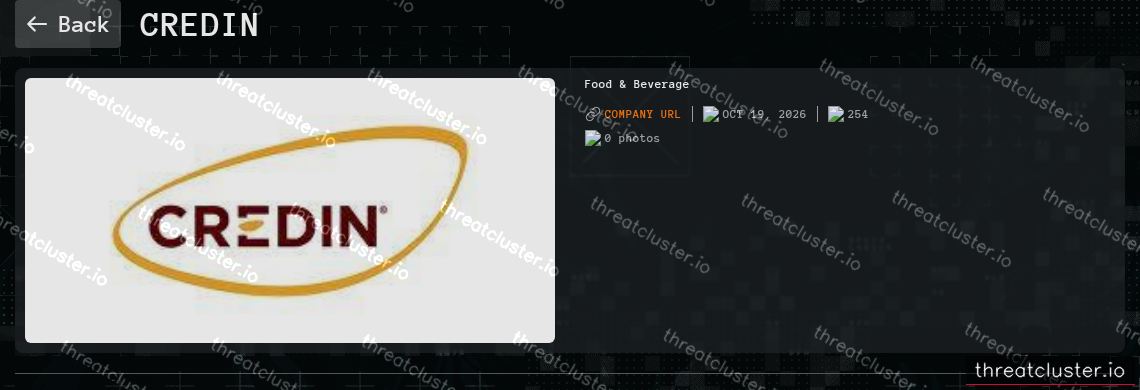 Leak-site post naming CREDIN, captured by ThreatCluster
