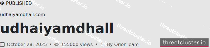 Leak-site post naming udhaiyamdhall.com, captured by ThreatCluster