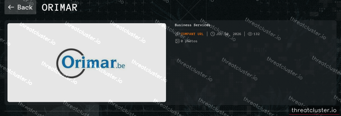 Leak-site post naming Orimar, captured by ThreatCluster
