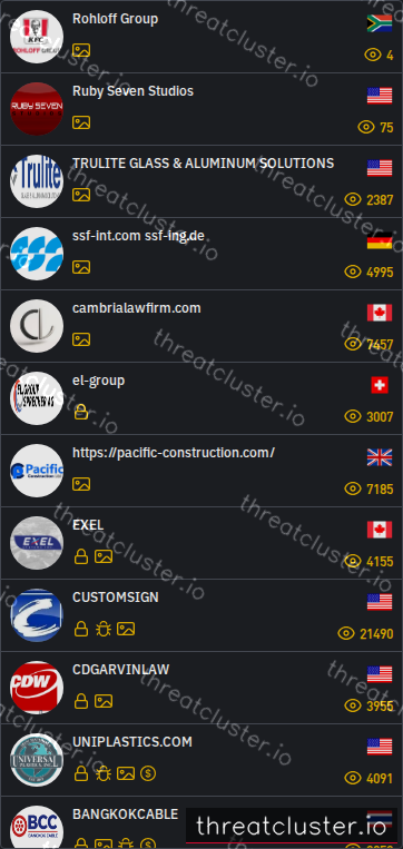 Leak-site post naming Ruby Seven Studios, captured by ThreatCluster