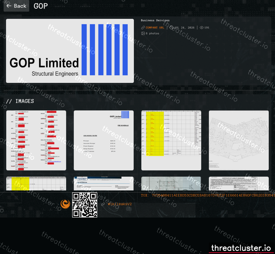 Leak-site post naming GOP, captured by ThreatCluster