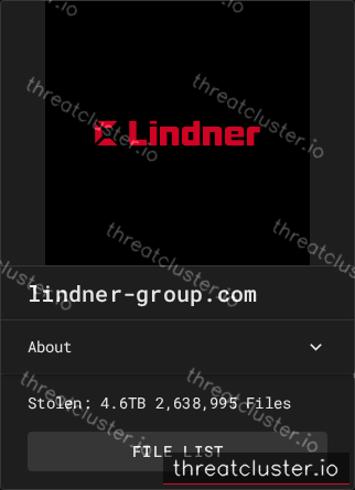 Leak-site post naming lindner-group.com, captured by ThreatCluster
