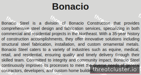 Leak-site post naming Bonacio, captured by ThreatCluster