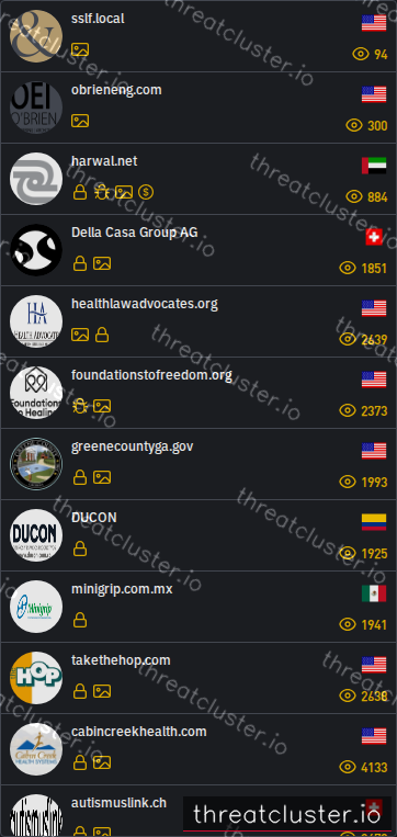 Leak-site post naming sslf.local, captured by ThreatCluster