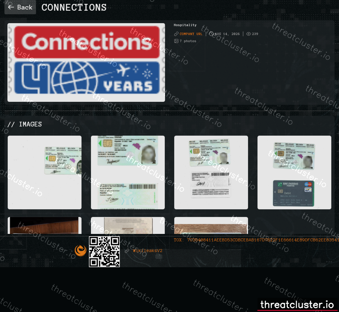Leak-site post naming Connections, captured by ThreatCluster
