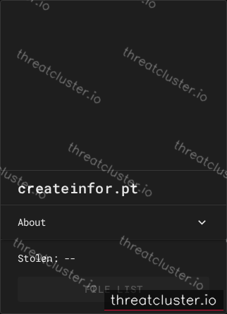 Leak-site post naming createinfor.pt, captured by ThreatCluster