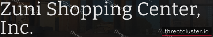 Leak-site post naming Zuni Shopping Center, Inc., captured by ThreatCluster