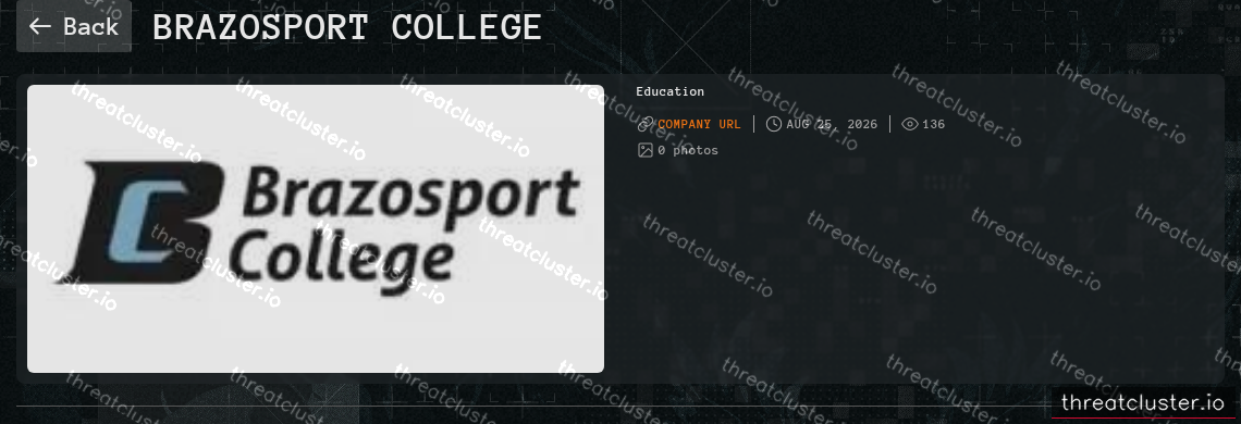 Leak-site post naming Brazosport College, captured by ThreatCluster
