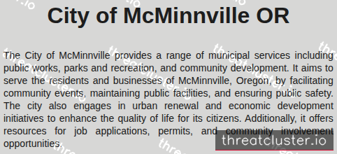 Leak-site post naming City of McMinnville OR, captured by ThreatCluster