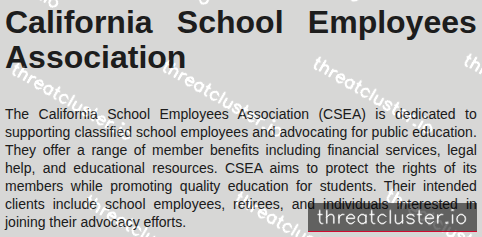 Leak-site post naming California School Employees Association, captured by ThreatCluster