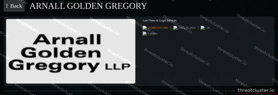 Leak-site post naming Arnall Golden Gregory, captured by ThreatCluster